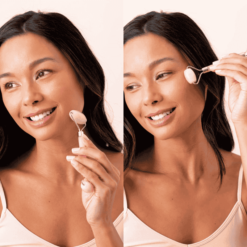 Body Care Acc Plum Beauty Rose Quartz Facial Roller Helps Improve Skin Tone