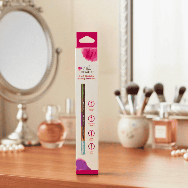 Body Care Acc Plum Beauty 4-In-1 Stackable Makeup Brush Set Plum Beauty